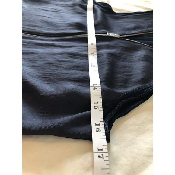 Rag & Bone Navy Valerie Zip Sleeveless Blouse Women's S Sheer Zip Collar V-Neck - Picture 7 of 8